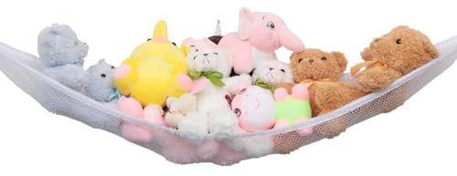 Huijukon Kuscheltier Aufbewahrung Netz Spielzeug Hängematte für kinderzimmer Deko, Stofftier Plüschtier Aufbewahrung Kuscheltiere (Weiß)