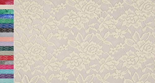 StoffBook BI-Stretch TRAUMHAFTE Spitze Blumenmuster Stoff Stoffe, D251 (Wollweiß)