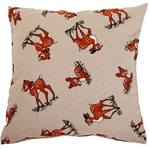 Hans-Textil-Shop Kinder-Kissenbezug 50x50 cm mit Tiermotiven REH auf Beige, Baumwoll-Mischgewebe, mit Reißverschluss, Vielseitig Einsetzbar