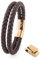 Akitsune Simplicitas Lederarmband | Magnetisch Premium Armschmuck Frauen Herren Geflochten Männer Handgefertigt Armband - Gold - Braun 22cm