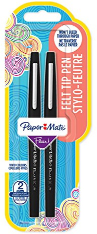 Paper Mate Flair Pen, 1.1mm Medium Tip, Black, Pack of 2
