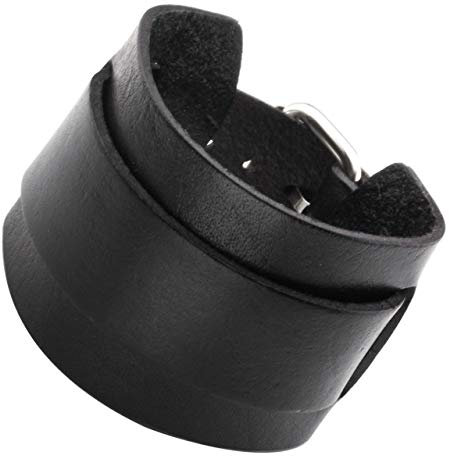 Personalized Master Gravur Personalisiert - Punk Lederarmband Herren Damen Unisex Echtleder Armband mit Dornschließe schwarz/braun breit verstellbar (Schwarz)