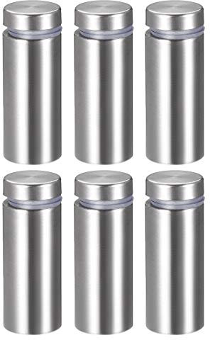 sourcing map 6 Stück Abstandshalter 16×42mm(Dia*H) Edelstahl Schilderhalter Werbeschraube Abstandsschrauben für Schilder Displays, Silber