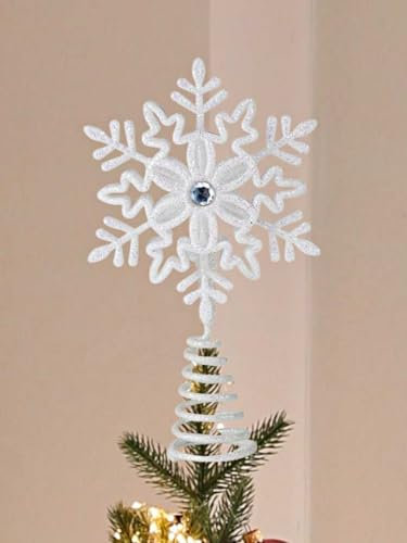 Christmas Traditions 12,7 cm weißer schillernder glitzernder filigraner Weihnachtsstern Schneeflocke Baumspitze Stern für kleine/Mini-X'Mas Baum/Heimdekor/Weihnachtstisch/Regal Ornamente (Irid.)