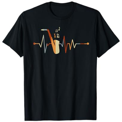 Geschenk für Saxophonist Herzschlag Musikinstrument Saxophon T-Shirt