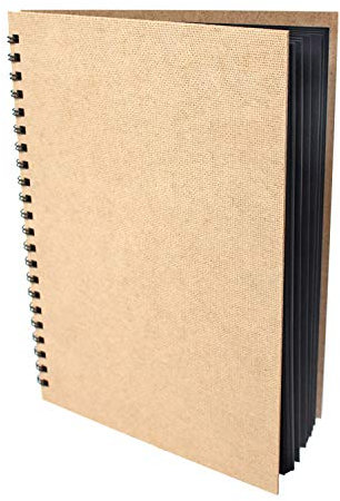 Artway Enviro - Skizzenbuch mit Spiralbindung - 100 % Recycling - Schwarzes Papier/Karton - A4 Hochformat - 30 Blatt mit 270 g/m², Schwarz
