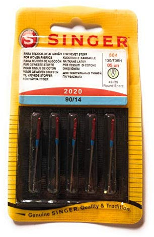 Singer Nadeln abgerundete Spitze für Baumwolle 2020 Größe 90 Blatt mit 5 Nadeln