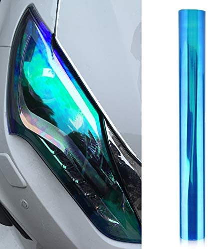 Film teinté pour phare de voiture - Autocollant caméléon brillant pour feux arrière de voiture - Film teinté (30 x 120 cm, bleu foncé)