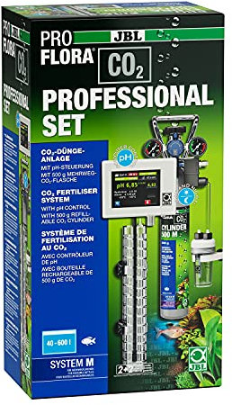 JBL PROFLORA CO2 PROFESSIONAL SET M, Système Complet de Fertilisation au CO2 pour 40-600 l, avec Contrôle Automatique du CO2 et du pH, Bouteille réutilisable et nombreux accessoires