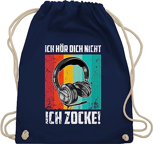 Shirtracer Turnbeutel Rucksack - Nerd Geschenke - Ich hör dich nicht - Ich zocke! - Headset - Unisize - Navy Blau - tasche geschenk zocker gamer geek höre zocke sportbeutel nerds stoffbeutel zocken