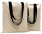 POLHIM® Set de 2 Bolsa de algodón Tote Bag Tela Bolsos Reutilizables, Natural 220 g / m2-Dimensiones: 38 x 42 cm-Asas largas negras 70 cm-Natural -100% algodón