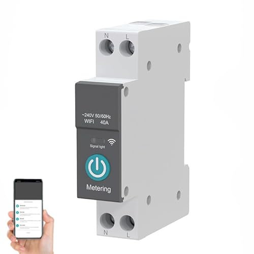 WiFi Inteligente Interruptor, Control Remoto de Teléfono Móvil Inalámbrico y Función de 3 Modos de Sincronización- Compatible con Home, Tuya App (40A)