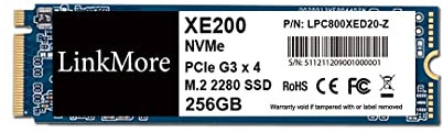 LinkMore XE200 256GB Disco Duro NVMe SSD M.2 2280, PCIe Gen3.0x4 M.2 SSD, Compatibilidad con NVMe 1.3, Unidad de Estado sólido, hasta up to 2300MB/s para Latop y PC
