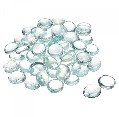 sourcing map Decorative Flat Glass Marbles 17-19mm Rock Vase Filler Beads Pebbles Clear for Fish Tank Table Scatter Decor, 100 Pcs