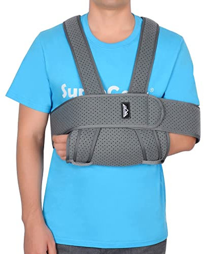supregear Reggibraccio Tutore Braccio Supporto Spalle, Comodo Regolabile Immobilizzatore Braccio Spalla Sling Swathe Traspirante Supporto Spalla per Braccio/Mano/Gomito feriti, Grigio