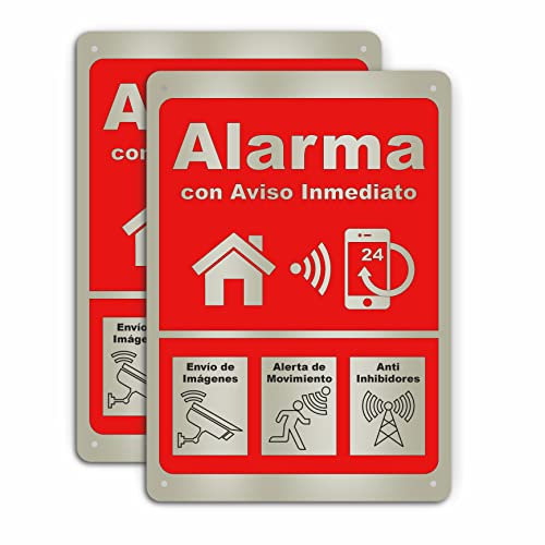Cartel Alarma Conectada - Cartel Zona Videovigilada - Señal Aviso Policia - Carteles Disuasorios - Interior Y Exterior - 21 x 30 cm - Placa alarmas videovigilancia - Resistente Y Duradero. (2)