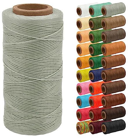 Uiopa Filo Cerato, 1mm x 200m Filo Cerato Piatto per Cuoio, Bobine da Cucire Cerato per Progetti in Pelle, Riparazione di Scarpe, Rilegatura di Libri, Fai da Te, Artigianato