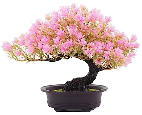 Verve Jelly Künstliche Bonsai Zedern, Simulationskiefern Baum Topfpflanze, künstliche Blumen Gefälschte rosa Topfpflanzen Ornamente, kreative Simulation Bonsai Pot Home Decor