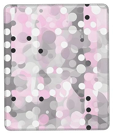 ZISHAK Tapis de souris épais et lavable avec base en caoutchouc antidérapant Motif à pois Rose Gris Blanc