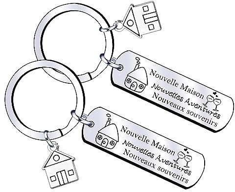 MNBVBV 2 Pcs Porte clef Couple Premiere Maison Porte-clés Couple de Mode Porte-clés Personnalisé Porte-clés en Acier Inoxydable Ensemble de Porte-clés pour la Maison Porte-clés Amour Couple (2)