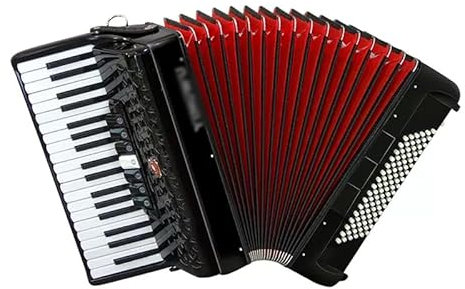 BEDAW 37-Key 96-Bass-Akkordeon, Tastaturprofi Anfänger Erwachsener Schülerinstrument, Linke Hand 3/Rechte Hand 7 Sprachwechsler