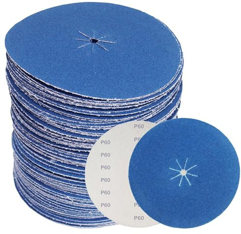 Profi Zirkon-Schleifpapier Klett 150mm für Schleifmaschine, Exzenterschleifer, Winkelschleifer. Präzise Schleifarbeiten auf Holz, Metall und Kunststoff. Schleifscheiben in Körnung 60 (50 Stück)