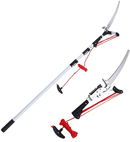Telescopic Tree Pruners Telescopic Pole Saws, 9.8FT/13FT/16.4FT/19.6FT Professional Telescopic Tree pruners with SK5 Cutting Blade Pole Saw Lopper Long Reach Pole Pruning Saw,5m/16.4ft