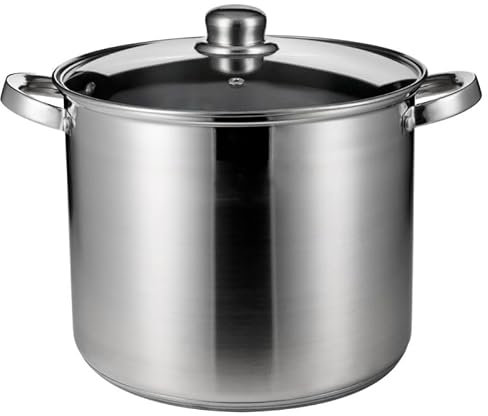 Rosberg Edelstahl Suppentopf mit Glasdeckel, Induktion, Spülmaschinengeeignet, Vernietete Griffe (20cm / 5.5L)