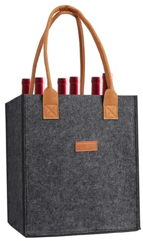 Generisch Flaschenträger 6 Fächer Flaschentasche, Filz Flaschen Tasche Wiederverwendbar Männerhandtasche für Bierflaschen Weinflasche Getränketasche, Reise-Weinflaschenetui Filz Bottle Bag