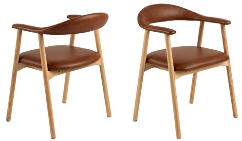 Design Esszimmerstuhl SA-1 Cognac Braun Stuhl Stühle Leder Brandy, Farbe:Cognac Braun