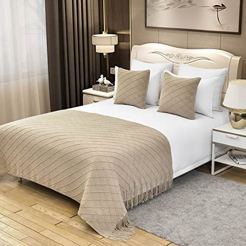 Générique Chemin de lit écharpe de lit châle d'hôtel décor de lit Double Couvre-lit châle Pied de lit Maison Moderne Doux Confortable ne se décolorent Pas draps pour Chambre à Coucher Chambre d'hôtel