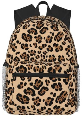 ESASAM Lässiger Rucksack mit Leopardenmuster, großes Fassungsvermögen, wasserdicht, 600d/PU-verschlüsseltes Oxford-Gewebe, Schwarz , One size