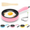 Tutamaz Padella elettrica da 220 V, mini padella multifunzione per pancake con rivestimento antiaderente e spatola in legno per omelette, hamburger, carne, pancake rosa