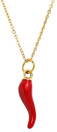 Accessories Bunte italienische Horn-Halskette aus 925er Sterlingsilber für Damen und Herren, Cornicello-Halskette – italienischer Horn-Anhänger, Chili-Pfeffer-Halskette, italienische Pfeffer-Halskette
