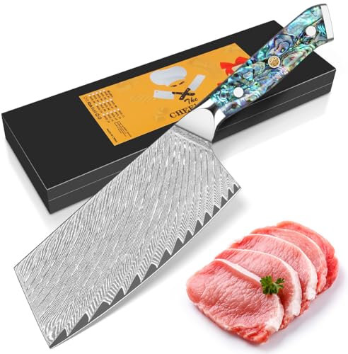 BILLION DUO Damast Kochmesser Profi Messer Nakiri,Scharfes Küchenmesser Messer Chefmesser 18cm, Japanisches Messer Damaststahl 67 Schichten mit Kunstharz &Perlmuttplatten Handgriff