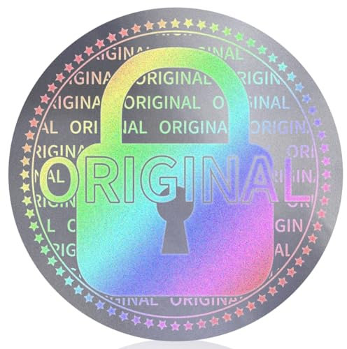 OLYCRAFT 480 Stück/10 Blätter Manipulationssichere Hologramm Etiketten 2cm Original Sicherheitsaufkleber Mit Schloss Manipulationssicheres Siegel Holografische Hologramm Etiketten