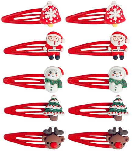 10 Stück Haarspangen Kinder Weihnachten, Rentier Spangen, Weihnachts Deko Haar Haarnadeln, Weihnachten Geschenke Haarklammern Für Kinder Mädchen Damen, Weihnachten Mädchen Haarnadeln Set