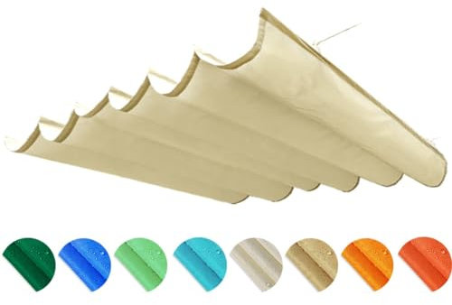 Retractable Wave Sun Shade Sail for Outdoor Pergola Patio Waterproof UV Resistant Canopy Cover with Mounting Kit Rainproof Sun Protection for Garden or Porch