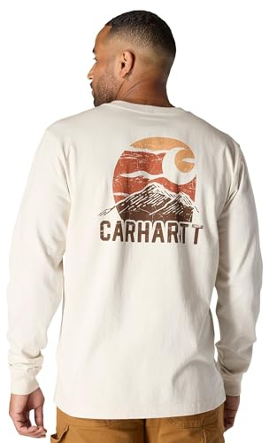 Carhartt Relaxed Fit Heavyweight Long-Sleeve Mountain Graphic T-Shirt Malt (UK, Alpha, XL, Regular, Regular)