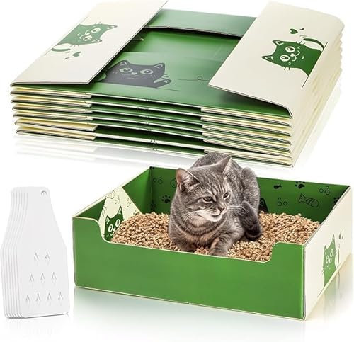 Disposable Litter Boxes for Cats 6 Pcs Travel Litter Box Double Layer Waterproof Litter Tray for Cats Small Pets 14.8 x 11.6 x 4.7inch