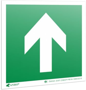 PRINTIMA 15x15cm Leuchtendes Sicherheitspfeilschild aus PVC - Richtungspfeil Fluchtwegrichtung, langnachleuchtend/Markierung/Rettungsweg/Evakuierungsweg/Notausgang/Sicherheitsmarkierung