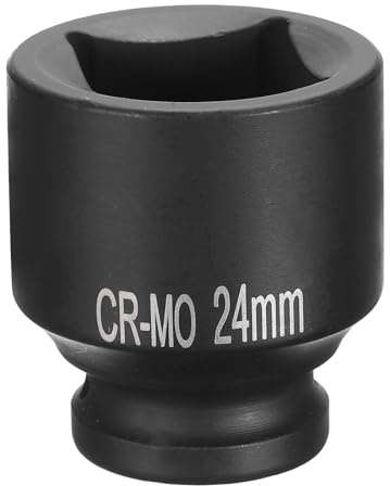 QUARKZMAN Douille à Choc Carrée Métrique 1/2 Drive 24mm CR-MO 4 pcs | Douille Carrée, Douilles de Roue Standard Noircissantes Outil de Douille Pneumatique pour Réparation Automobile