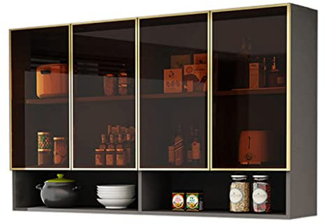 TWHZSAI Armoire Murale Flottante en Verre trempé pour Rangement de Cuisine, présentoir Moderne (120 x 30 x 80 cm)
