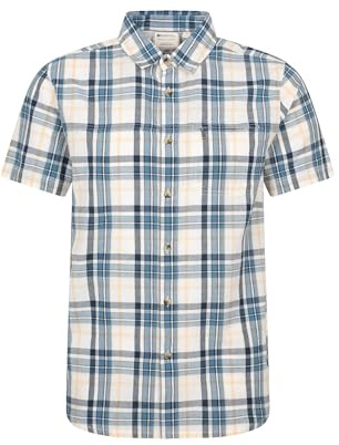 Mountain Warehouse Holiday Mens Cotton Shirt - Easy Care Shirt, Lightweight Casual Shirt, Mesh Lining Top - Spring Summer, Travelling, Camping & Hiking Light Blue 3XL