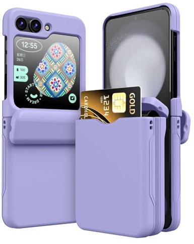 YLTPHD Custodia per carte di credito con portafoglio colorato per Samsung Galaxy Z Flip 3 4 5 6, sottile, opaca, con cerniera in PC, protezione, viola chiaro, per Samsung Z Flip 4
