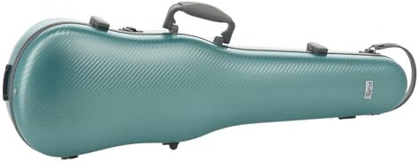 GEWA Violinformetui FUN Series Polycarbonat 4/4 Grün/Grau, Innenausstattung schwarz, 2 abnehmbare Rucksackriemen, Zubehörtasche, gepolsterte Schwebelagerung, zusätzlicher Seitengriff