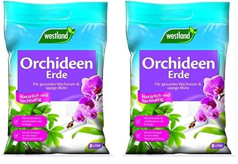Westland Orchideen Erde, 8 l – Blumenerde für gesundes Wachstum, Pinienrinde und Tongranulat für eine ideale Wasser- und Nährstoffverteilung (Packung mit 2)