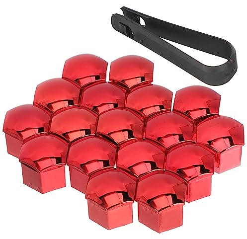 ABOOFAN 20 Pièces Coquille décorative de Roue Voiture écrous de Roue Roues Automobiles Couvertures d'écrou de Roue de Semi-remorque Outil de dépose du Cache-écrou de Roue Plastique Rouge