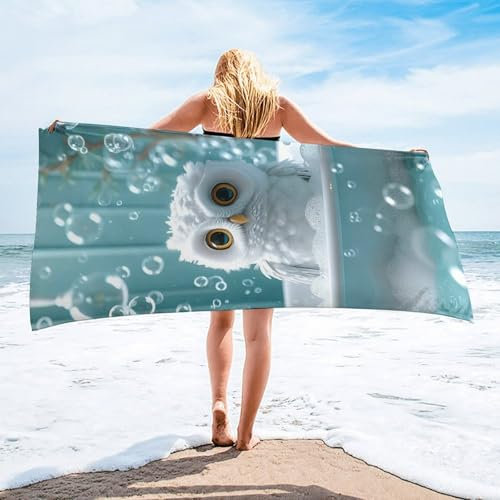 HHQGOUYG Mikrofaser Strandtuch 70 x 140 cm Handtücher Schnelltrocknend-Ultra Leicht Sandfreies Damen Tragbares XL Eule Badehandtuch - Perfekt für Fitness Reisen Sport Wandern Outdoor Sauna Yoga T-338