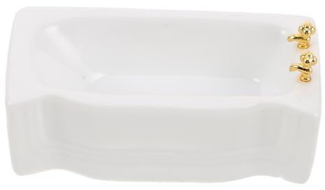 ADOCARN Puppenbadewanne Miniatur Weiß Quadratisch Keramik Puppenhausmöbel Badezimmer Dekoration Zubehör